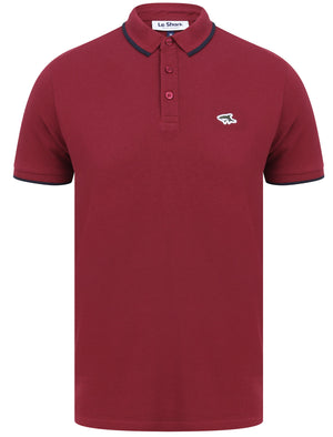 Midhurst 2 Tipped Cotton Pique Polo Shirt In Beet Red - Le Shark