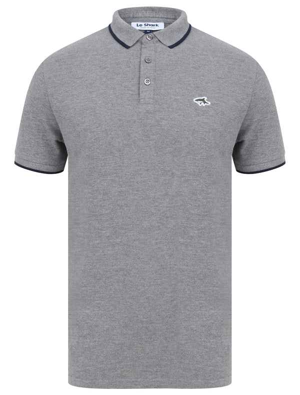 Midhurst 2 Tipped Cotton Pique Polo Shirt In Mid Grey Marl - Le Shark