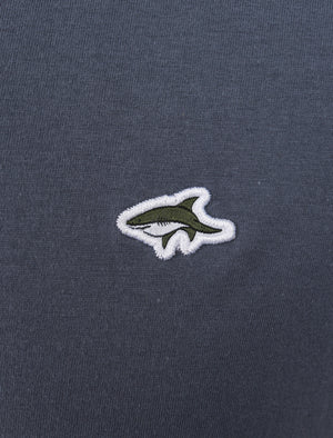 Mill 2 Cotton Pique Polo Shirt with Jacquard Collar In Vintage Indigo - Le Shark