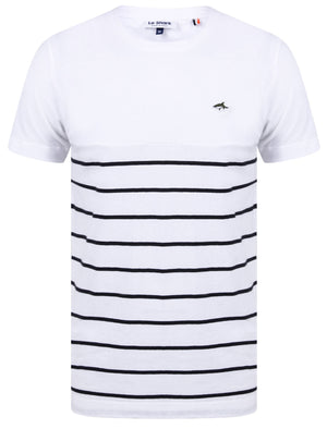 Minting Cotton Jersey Striped T-Shirt In Bright White - Le Shark