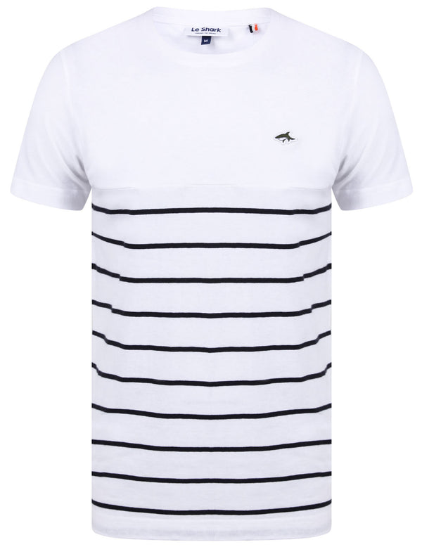 Minting Cotton Jersey Striped T-Shirt In Bright White - Le Shark