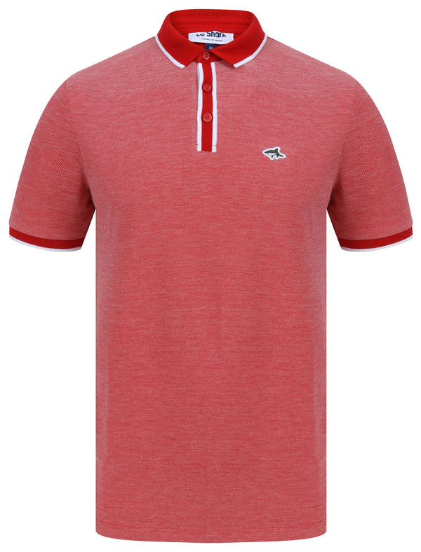Morrish 2 Cotton Marl Birdseye Pique Polo Shirt In Scarlet Sage - Le Shark