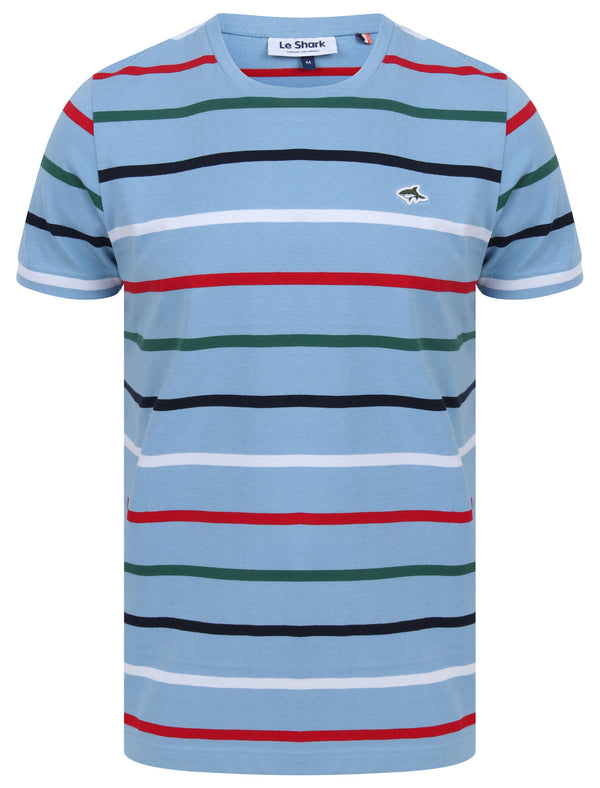 Orchardson Multi-colour Stripe Cotton Jersey T-Shirt In Allure Blue - Le Shark