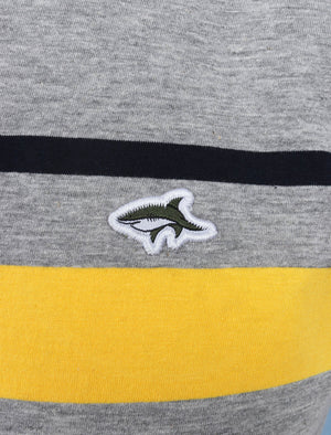 Ormsby Striped Colour Block Cotton T-Shirt In Light Grey Marl - Le Shark