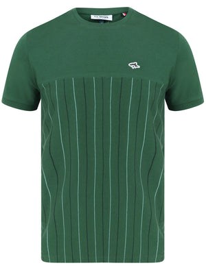 Overhill Pinstripe Cotton Jersey T-Shirt in Hunter Green - Le Shark