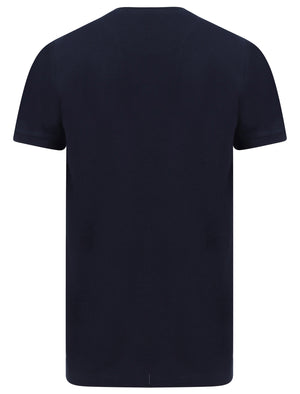Overhill Pinstripe Cotton Jersey T-Shirt in Sky Captain Navy - Le Shark