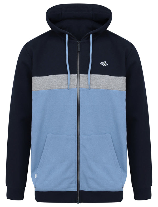 Padbury Colour Block Zip Through Hoodie in Allure Blue - Le Shark