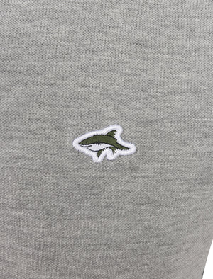 Padfield Cotton Pique T-Shirt with Contrast Sleeves in Light Grey Marl - Le Shark