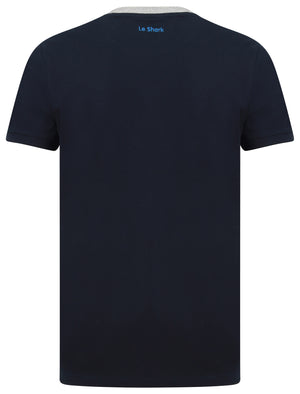 Padfield Cotton Pique T-Shirt with Contrast Sleeves in Scarlet Sage - Le Shark