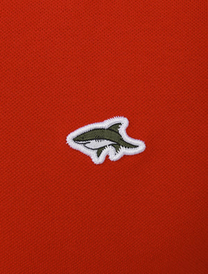 Padfield Cotton Pique T-Shirt with Contrast Sleeves in Scarlet Sage - Le Shark