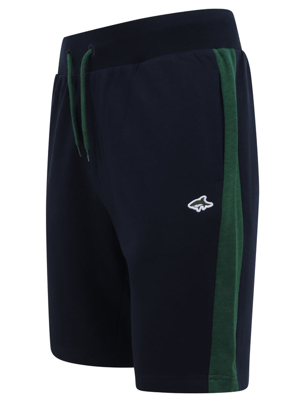 Parfett Jogger Shorts with Coloured Side Panel Detail in Hunter Green - Le Shark