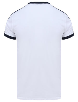 Parkhill Cotton Pique T-Shirt with Racer Tape Panel Detail in Bright White - Le Shark