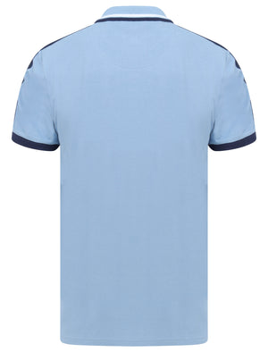 Patcham Cotton Pique Polo Shirt with Racer Stripe Tape Detail In Allure Blue - Le Shark