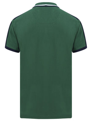 Patcham Cotton Pique Polo Shirt with Racer Stripe Tape Detail In Hunter Green - Le Shark