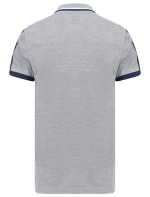 Patcham Cotton Pique Polo Shirt with Racer Stripe Tape Detail In Light Grey Marl - Le Shark