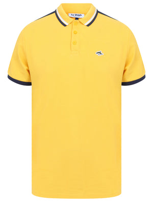Patcham Cotton Pique Polo Shirt with Racer Stripe Tape Detail In Solar Yellow - Le Shark