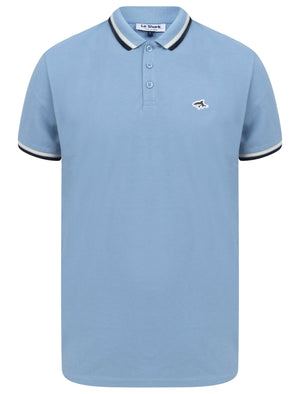 Waterloo Cotton Pique Polo Shirt with Tipping in Allure Blue - Le Shark