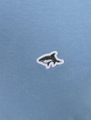 Waterloo Cotton Pique Polo Shirt with Tipping in Allure Blue - Le Shark
