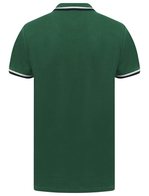 Waterloo Cotton Pique Polo Shirt with Tipping in Hunter Green - Le Shark