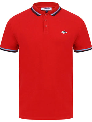 Waterloo Cotton Pique Polo Shirt with Tipping In Scarlet Sage - Le Shark