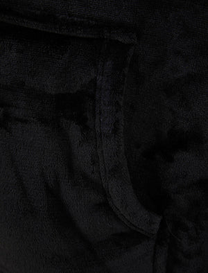 Adult Kiley Soft Fleece Borg Lined Oversized Hooded Blanket with Pocket in Jet Black  - Tokyo Laundry
