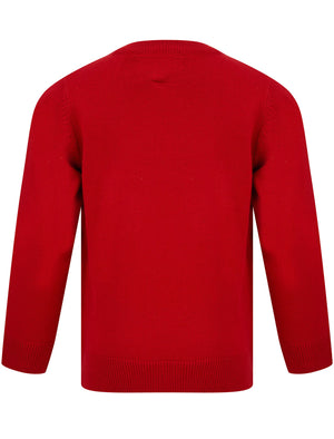 Boy's Happy Reindeer Novelty Christmas Jumper in George Red - Merry Christmas Kids (4-12yrs)