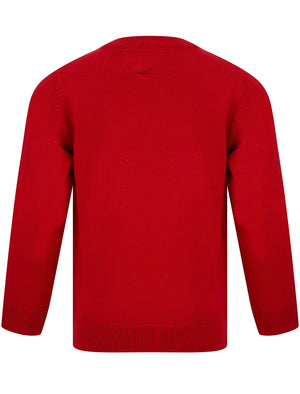 Boy's Happy Reindeer Novelty Christmas Jumper in George Red - Merry Christmas Kids (4-12yrs)