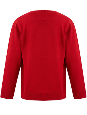 Boy's Argyile Holly Novelty Christmas Jumper in George Red - Merry Christmas Kids (4-12yrs)