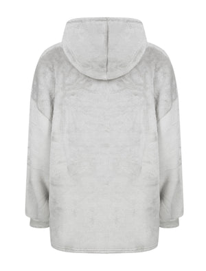 Kids Snuggle Soft Fleece Borg Lined Oversized Hooded Blanket with Pocket in Light Grey Marl  - Tokyo Laundry Kids (4-12yrs)