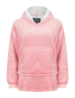 Kids Snuggle Soft Fleece Borg Lined Oversized Hooded Blanket with Pocket in Light Pink  - Tokyo Laundry Kids (4-12yrs)