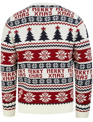 Merry Xmastree Wallpaper Print Novelty Christmas Jumper in Ink - Merry Christmas
