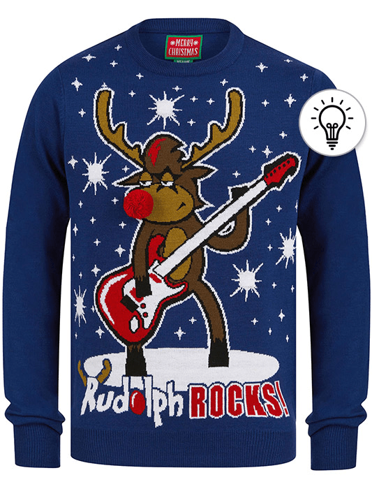 Mens christmas jumpers sales with flashing lights
