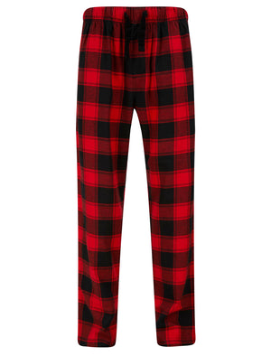 Men's Santa Pocket 2pc Lounge Pyjama Set in Black / Red Black Check - Merry Christmas