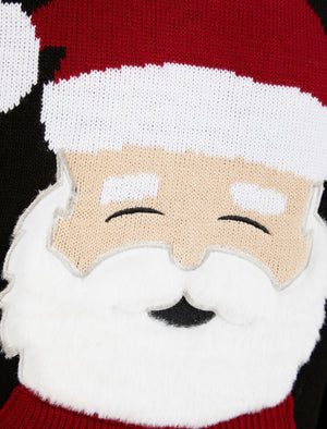 Men's Santas Outfit Motif LED Light Up Novelty Christmas Jumper in Black - Merry Christmas