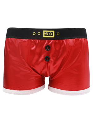 Metallic Santa Pants Novelty Boxer Shorts in Red - Merry Christmas