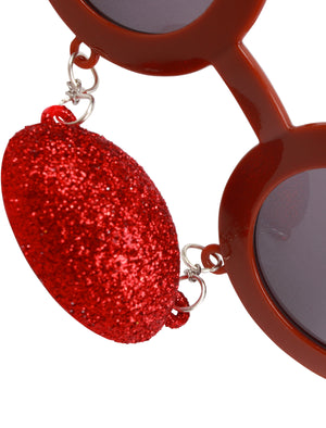 Rudolph the Red Nose Reindeer Hanging Novelty Christmas Glasses in Brown - Merry Christmas