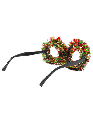 Tinsel Frames with 3D Pom Pom Bow Novelty Christmas Glasses in Multicolour  - Merry Christmas