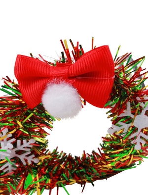Tinsel Frames with 3D Pom Pom Bow Novelty Christmas Glasses in Multicolour  - Merry Christmas