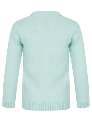 Girls Xmas Penguin Novelty Christmas Jumper in Ballad Blue - Merry Christmas Kids (4-12yrs)