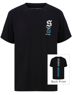 Gothic Motif Cotton Jersey T-Shirt in Jet Black - Saint + Sinner