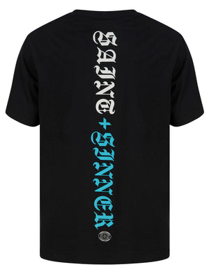 Gothic Motif Cotton Jersey T-Shirt in Jet Black - Saint + Sinner