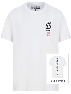 Gothic Motif Cotton Jersey T-Shirt in Bright White - Saint + Sinner