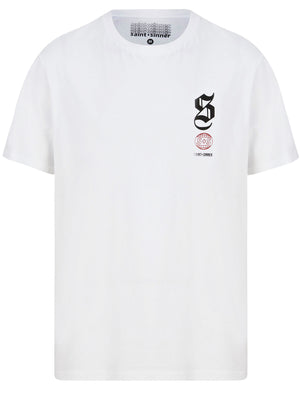 Gothic Motif Cotton Jersey T-Shirt in Bright White - Saint + Sinner