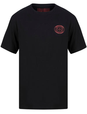 Halftone Streak Motif Cotton Jersey T-Shirt in Jet Black - Saint + Sinner