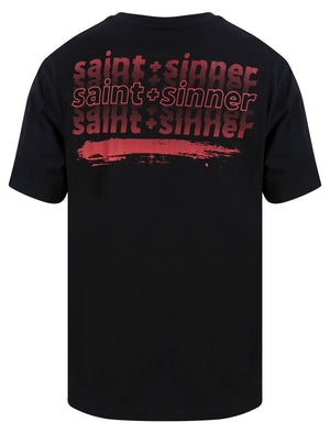 Halftone Streak Motif Cotton Jersey T-Shirt in Jet Black - Saint + Sinner