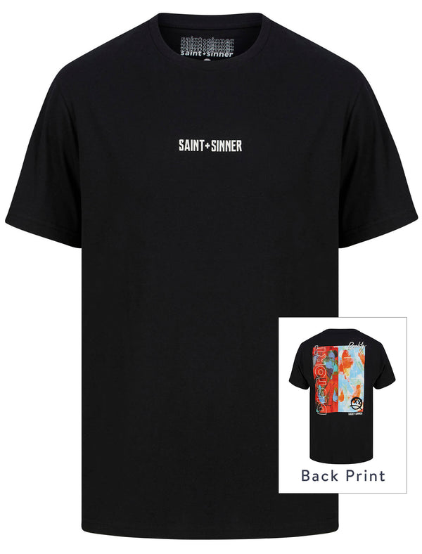 Painting Motif Cotton Jersey T-Shirt in Jet Black - Saint + Sinner