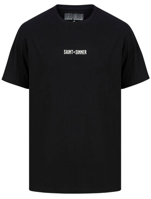 Painting Motif Cotton Jersey T-Shirt in Jet Black - Saint + Sinner