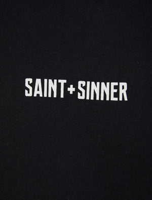Painting Motif Cotton Jersey T-Shirt in Jet Black - Saint + Sinner