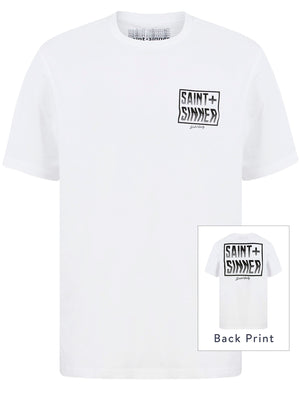 Waved Tee Motif Cotton Jersey T-Shirt in Bright White - Saint + Sinner