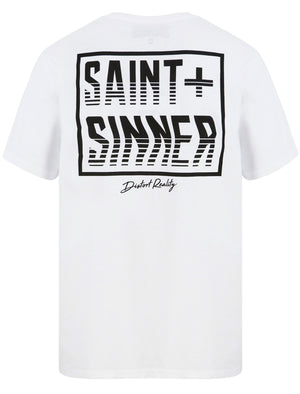 Waved Tee Motif Cotton Jersey T-Shirt in Bright White - Saint + Sinner
